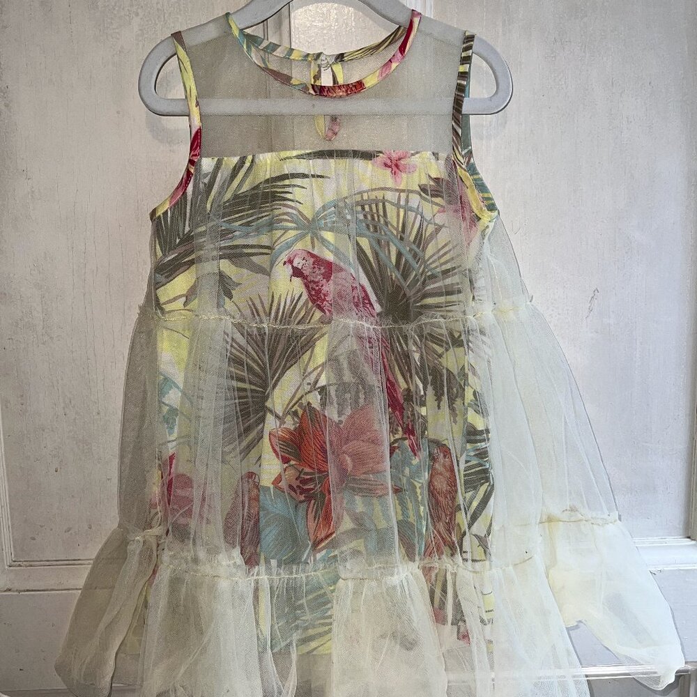 Beverly Hills Designer Doe a Dear Dress Sheer over Cotton Girls Size 4